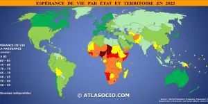 Carte du monde : espérance de vie | Atlasocio.com