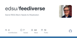GitHub - edsu/feediverse: Send RSS/Atom feeds to Mastodon