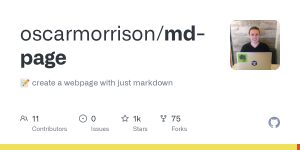 GitHub - oscarmorrison/md-page: 📝 create a webpage with just markdown