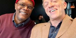 ÉCHOS PHOTOS : Vincent Cassel avec Samuel L. Jackson., Nathalie Pernaut pose devant l'hommage des forains, Chris Marques skie en famille...