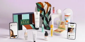 Idée cadeau Box by ELLE : plus de 345 € de produits avec un foulard exclusif, un sérum anti-imperfection, une palette de fards à paupières…