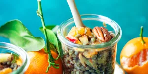 Salade de lentilles à la clémentine et à la pomme