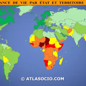 Carte du monde : espérance de vie | Atlasocio.com