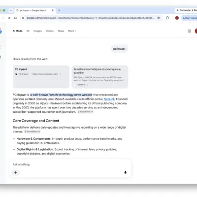 ☕️ Google teste le remplacement des résultats de recherche classiques par le mode IA dans Chrome