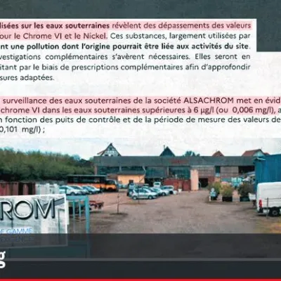 À Gries, du chrome VI, cancérogène reconnu, retrouvé à côté du site d'Alsachrom