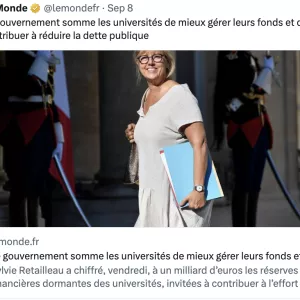 Retailleau et le fonds de roulement des universités dans la farine.