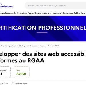 France Compétences renouvelle l’enregistrement de la certification au développement web accessible d’Access42