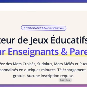 Puzzlegenio : créer facilement des mots croisés et jeux pédagogiques en ligne, gratuitement et sans inscription