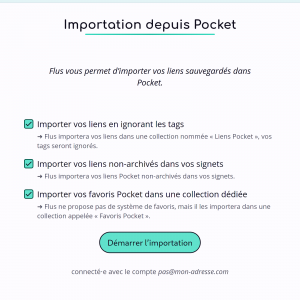 Importez vos liens Pocket