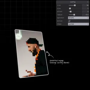 you can jus' kinda pixelate things, with svg

feFlood + feTile + feMorphology 👨‍🍳