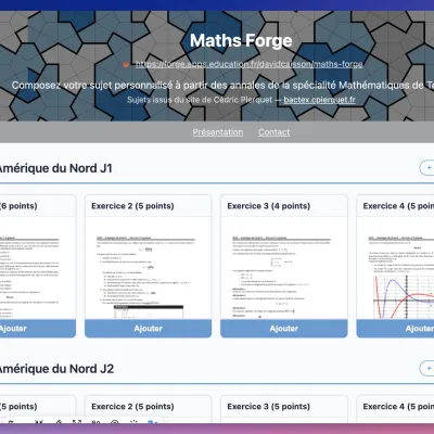 Maths Forge : créer facilement des sujets de bac personnalisés en spécialité mathématiques