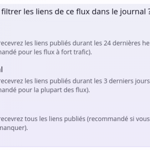 Des réglages pour filtrer vos flux
