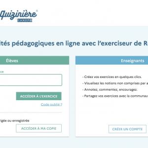 La Quiziniere. Créer et corriger des exercices en ligne pour la classe. Mise à jour