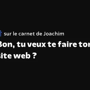 Bon, tu veux te faire ton site web ?