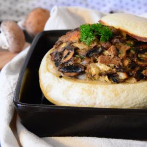 Pâtisson farci aux champignons et au bleu (végétarien) - Au Fil du Thym