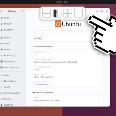 Ubuntu 26.10 adds a Windows-style window snapping panel