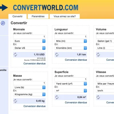 Convertworld : Un convertisseur gratuit pour convertir toutes les unités
