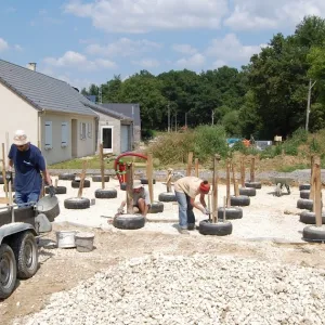 Fondations sur pneus - Technique "Amazonails"