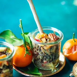 Salade de lentilles à la clémentine et à la pomme