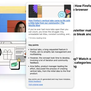 Firefox peut afficher un aperçu des liens grâce à une IA locale