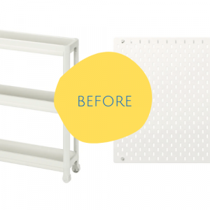 IKEA pegboard and cart make home networking a thing of beauty