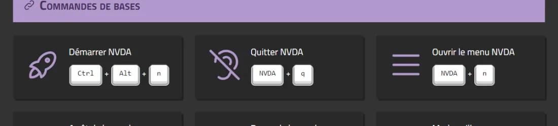 Fiche mémo des commandes clavier sur NVDA