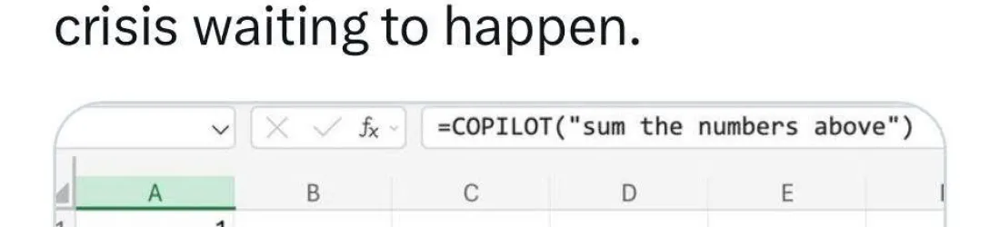 1 + 2 + 3 = 15, about excel copilot Gernot Wagner (@gwagner@fediscience.org)