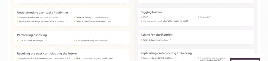 A Cheatsheet for User Interview and Follow Ups Questions by Stéphanie Walter - UX designer & Mobile Expert.