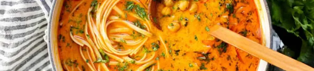 Soupe de linguine aux pois chiches