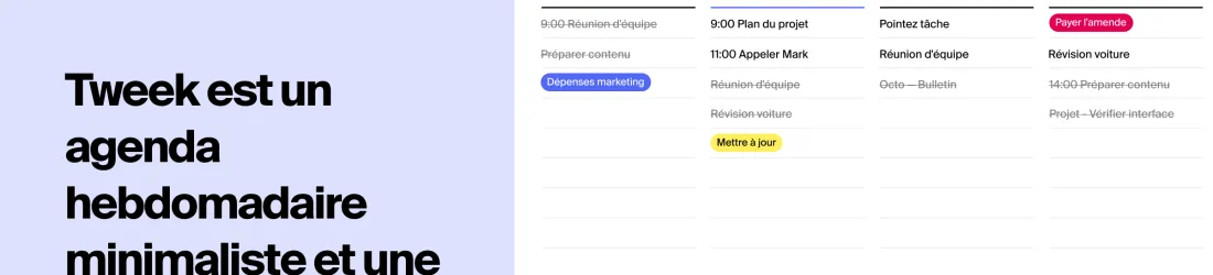 Agenda Tweek - Application de liste de tâches minimaliste et agenda hebdomadaire