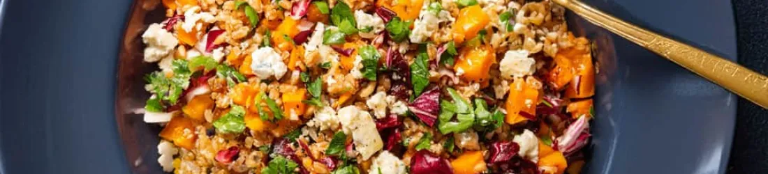 Salade d’épeautre, courge et bleu