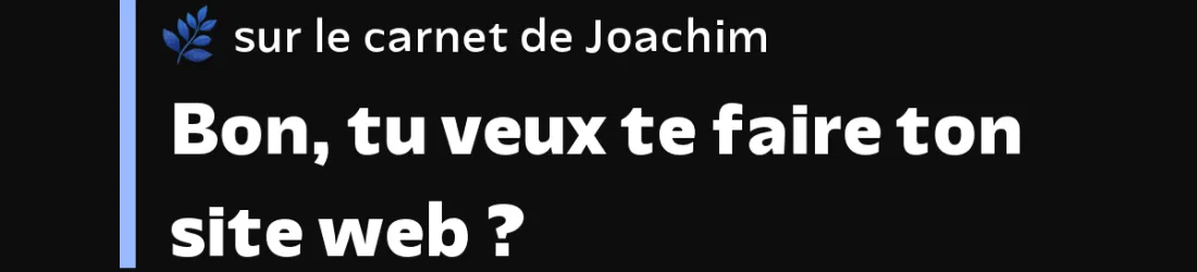 Bon, tu veux te faire ton site web ?